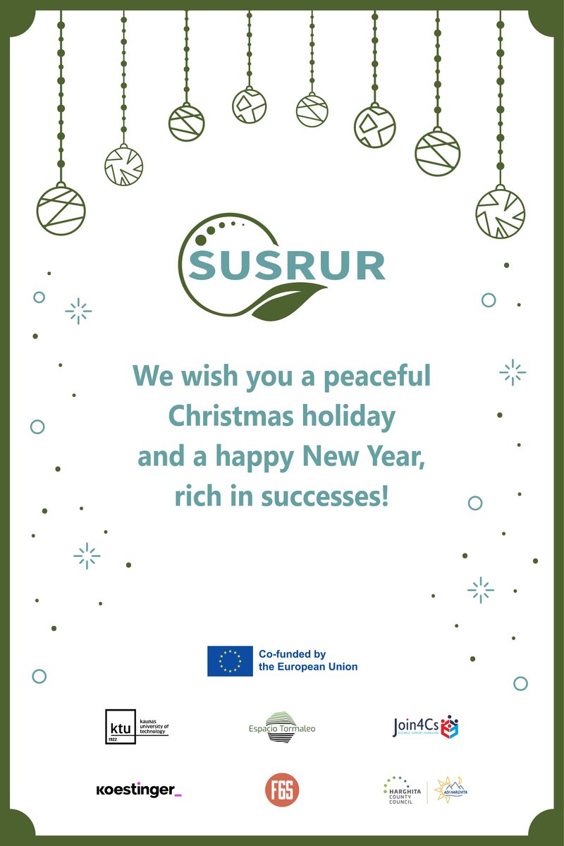 susrurproject's tweet photo. 🎄 Wishing you a joyful Christmas and a Happy New Year!
🌟 May the holiday season bring you warmth, happiness, and moments of togetherness.

Thank you for being a part of our project community. 🚀 

#sustainabletourism #innovation #ruraltourism #EISMEA https://t.co/BAfPm0BVSN