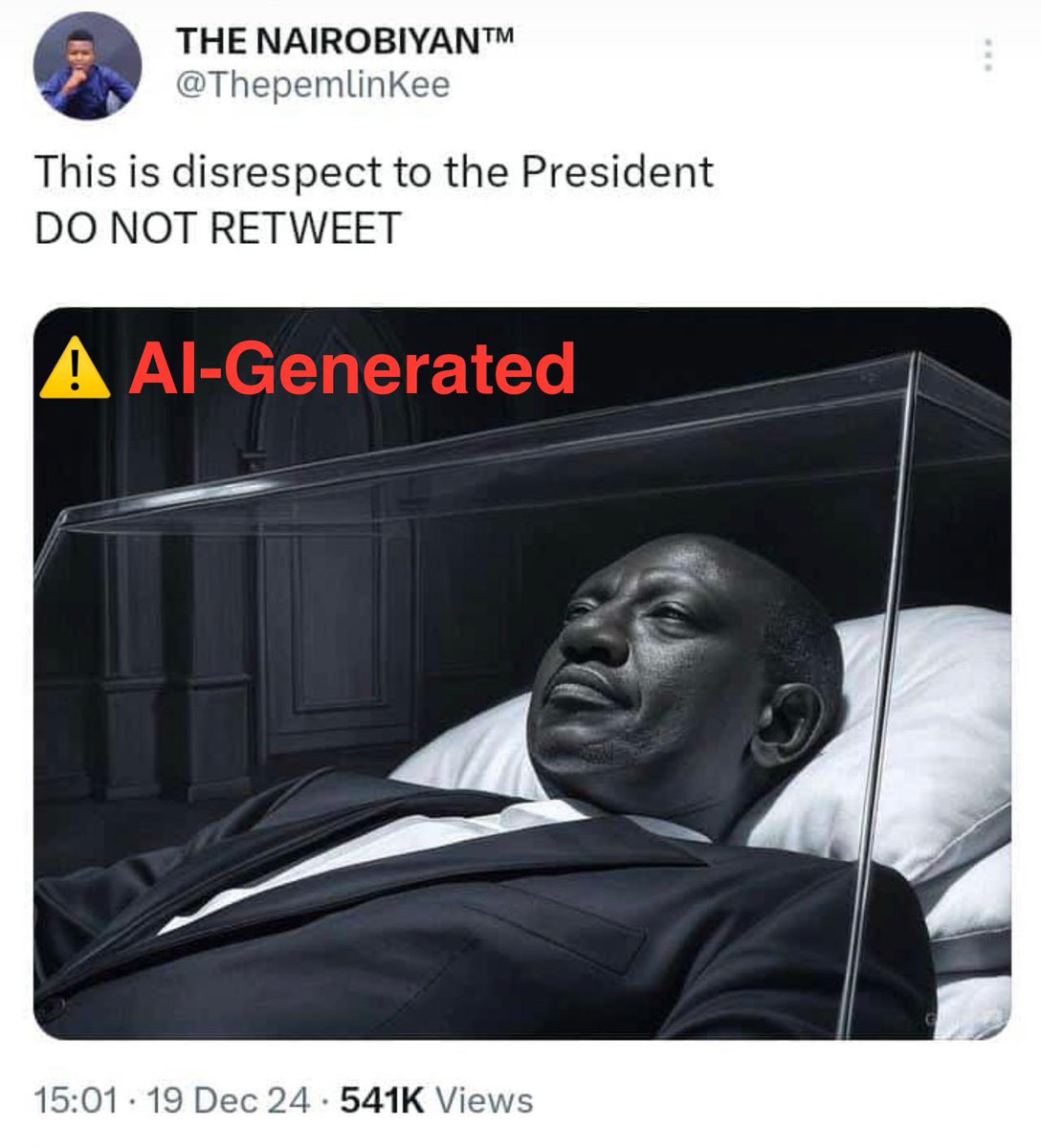 LarryMadowo's tweet image. BREAKING: Two young Kenyan men "abducted" on Saturday for sharing these AI generated images are still missing.

Peter Muteti, 22 picked up in Uthiru, and Billy Mwangi, 24 from Embu have not been charged in court. Their families don't know where they are.

No response from police