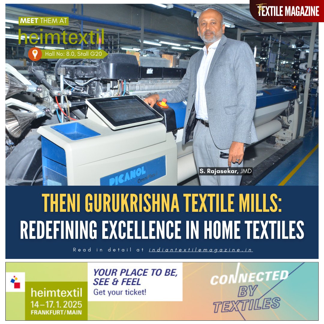 MagazineTextile's tweet image. Theni Gurukrishna Textile Mills, part of the ATK Group, is showcasing its innovative home textiles at Heimtextil 2025 in Frankfurt, Germany.

𝐑𝐞𝐚𝐝 𝐌𝐨𝐫𝐞: indiantextilemagazine.in/theni-gurukris…

#HomeTextiles #TextileExcellence #TheniGurukrishnaTextileMills #InnovationInTextiles