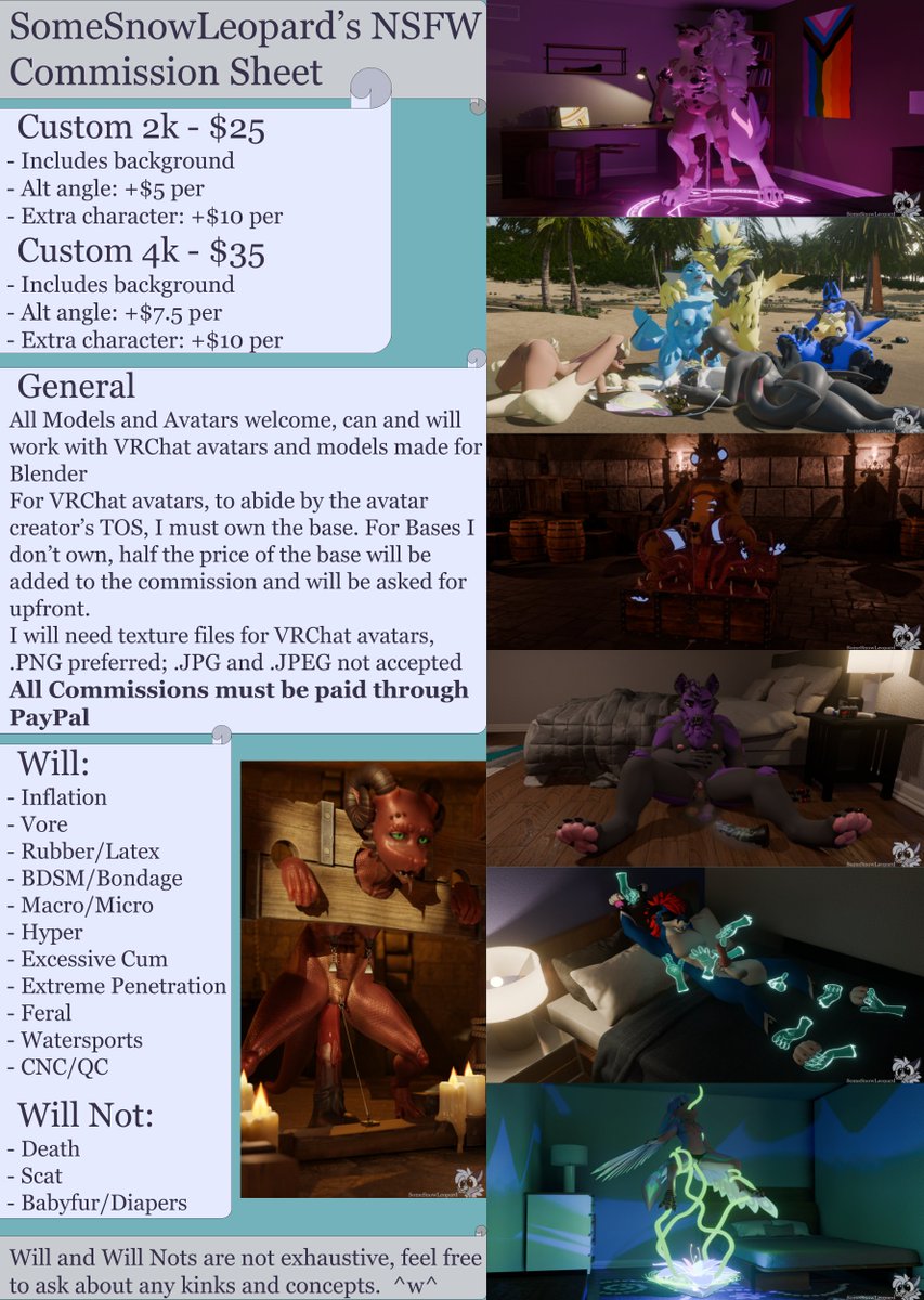 SomeLewdLeopard's tweet image. New Commission Sheet! 
My commissions are still open (they never closed qwq)

New Prices 
Newer, more recent examples 
Overall just a bit nicer looking (Graphic Design is not my passion)
