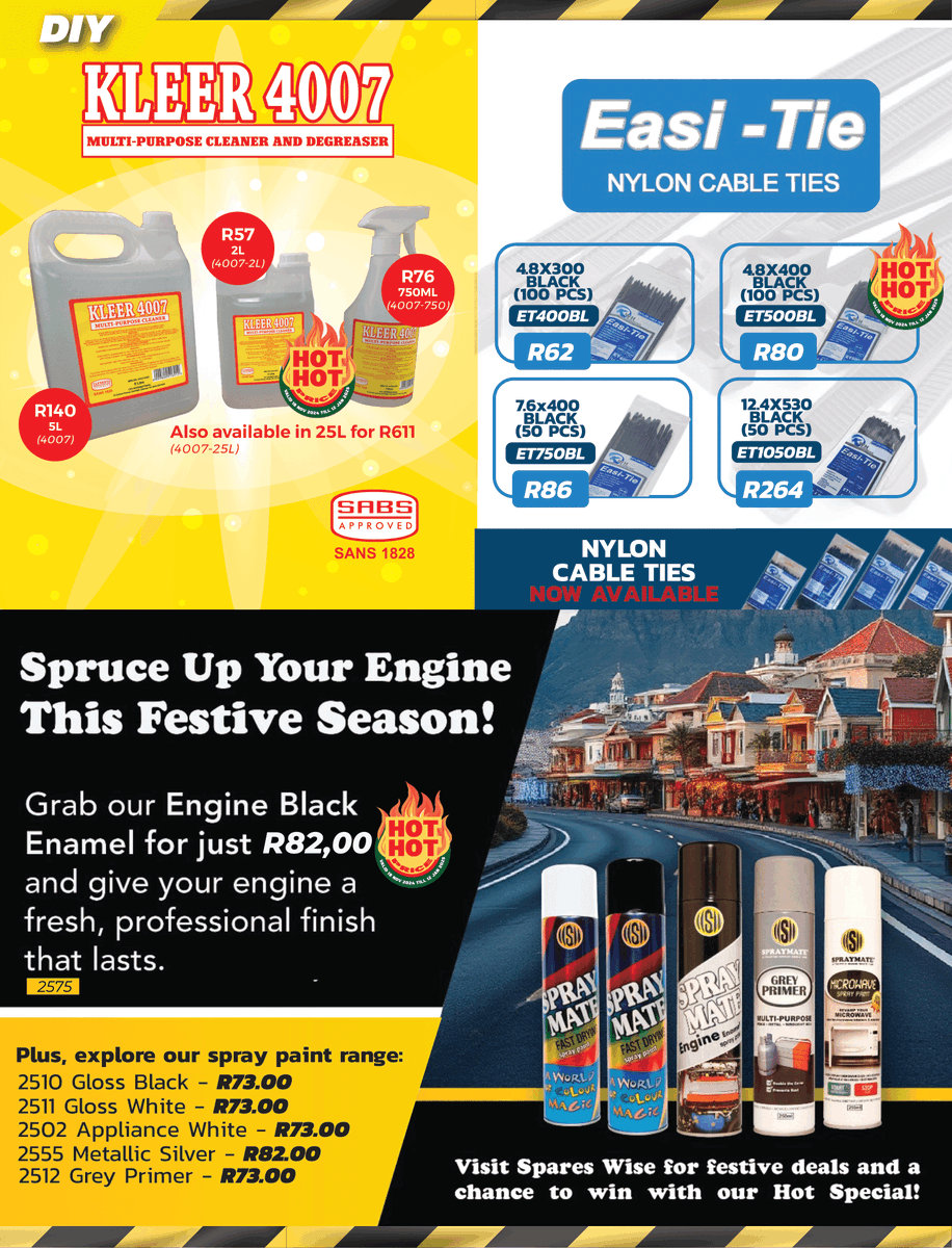 modimollespares's tweet photo. 🎄✨ This festive season, Spares Wise brings you epic deals &amp; prizes! Spend R350+ on advertised brands or in-store items &amp; stand a chance to win TVs, generators, vouchers &amp; more! 🎁

📅 Nov 18, 2024 – Jan 12, 2025

👉 https://t.co/Qm33YMKp8N

#SparesWiseFestiveFun #WinBig https://t.co/dAlY3SThaK