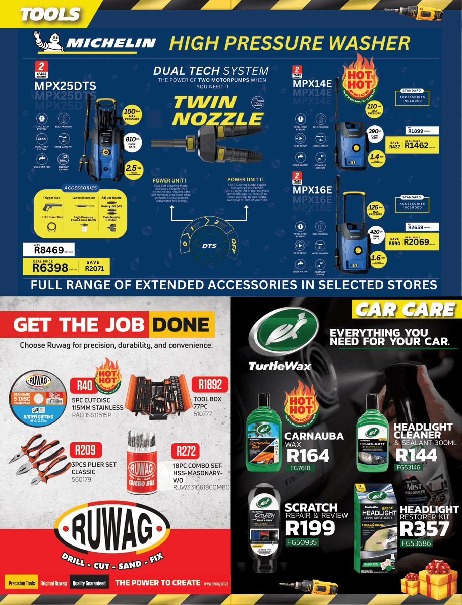 modimollespares's tweet photo. 🎄✨ This festive season, Spares Wise brings you epic deals &amp; prizes! Spend R350+ on advertised brands or in-store items &amp; stand a chance to win TVs, generators, vouchers &amp; more! 🎁

📅 Nov 18, 2024 – Jan 12, 2025

👉 https://t.co/Qm33YMKp8N

#SparesWiseFestiveFun #WinBig https://t.co/x6nncTvVTZ