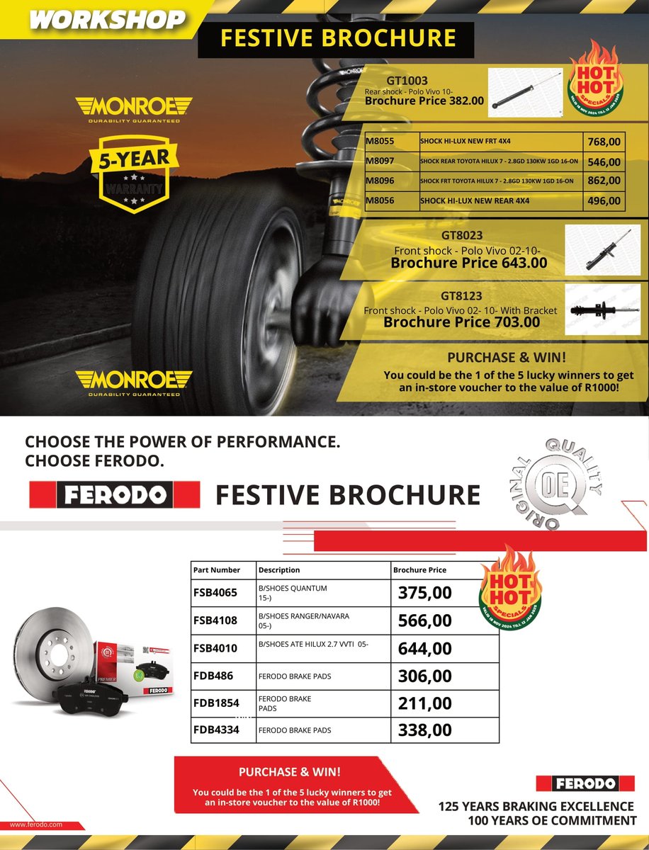modimollespares's tweet photo. 🎄✨ This festive season, Spares Wise brings you epic deals &amp; prizes! Spend R350+ on advertised brands or in-store items &amp; stand a chance to win TVs, generators, vouchers &amp; more! 🎁

📅 Nov 18, 2024 – Jan 12, 2025

👉 https://t.co/Qm33YMKp8N

#SparesWiseFestiveFun #WinBig https://t.co/3yIsxuZ3tW