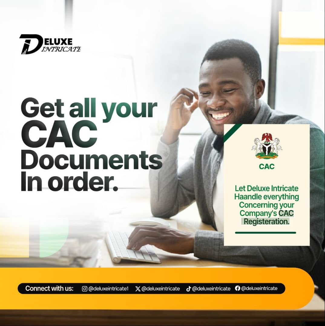 DeluxeIntricate's tweet photo. Let Deluxe Intricate handle your CAC registration effortlessly. Get all your company documents sorted today! 📝

#cacregistration #cacagent #cacbusinessregistration #businessnameregistration #ngoregistration #deluxeintricate #viral #fyp #viviannelsononiovosa #registeryourbusiness https://t.co/1fzuVbgyrU
