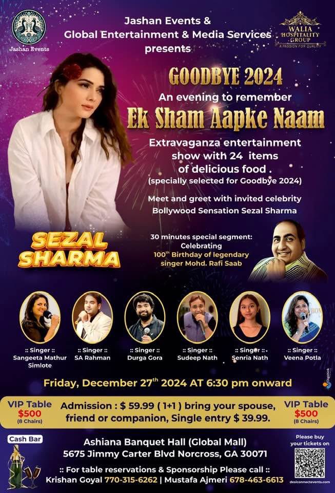 HELLO #ATLANTA ✨Goodbye 2024 with Music and Memories✨My first time with Atlanta’s big shots of the Entertainment World. Join me in this musical farewell to 2024 combined with celebrating 100th birthday of The Legend - Mohd Rafi, in style.😎🥳🎉 #AtlantaArtists #CelebrateLife
