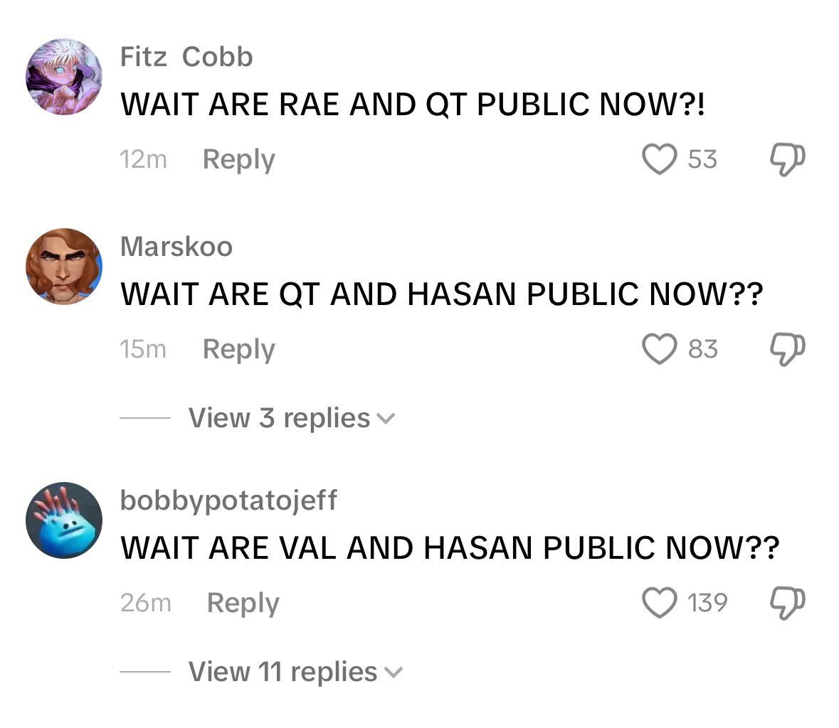 freenieeee's tweet image. these comments on hasan’s latest tiktok are taking me out 💀😭