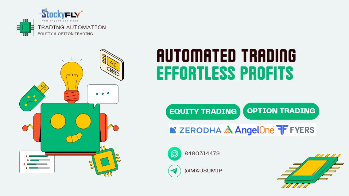Stockyfly1's tweet image. Stockyflyfly Automated Trading (Algo) is now supporting both intraday &amp;amp; Positional Option Trading
➡️ Auto Entry &amp;amp; Exit
➡️ Configurable lot size
➡️ Inbuilt Strategies for Beginners
➡️ Trading View Strategy integrations  #OptionsTrading #algo trading #indexoption