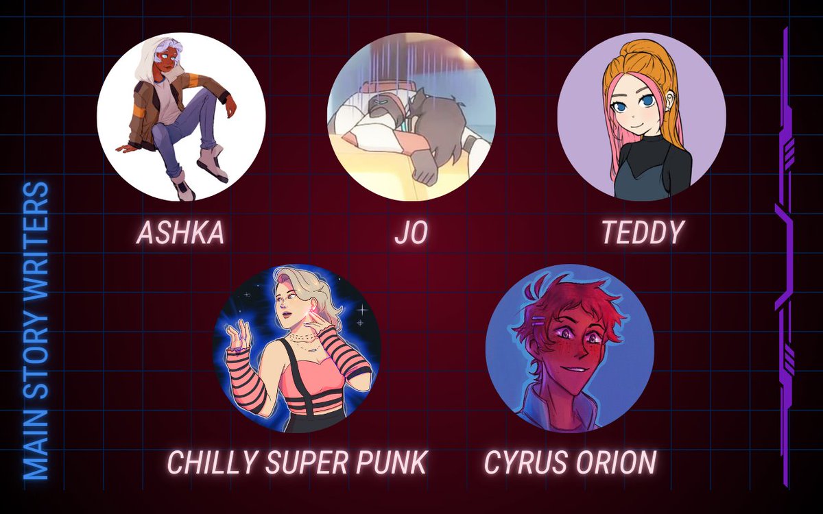 WLTSleakirazine's tweet image. 💥 Welcome the final lineup of writers and artists for We Live to Sabotage Volume II: RE:VOLUTION, a Leakira (cyberpunk Klance) story zine!

Here are our main story writers ✏️
@bs_fordays @_teddylou @chillysuperpunk @orionsinkvoid @liluger4e @RedStitches04