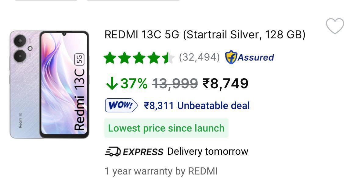 tanaymehrotra1's tweet image. Price Drop: REDMI 13C 5G (128 GB, 4 GB RAM) @ 8749.

fkrt.it/VNIChJuuuN

#Flipkart #Redmi13C5G #Redmi