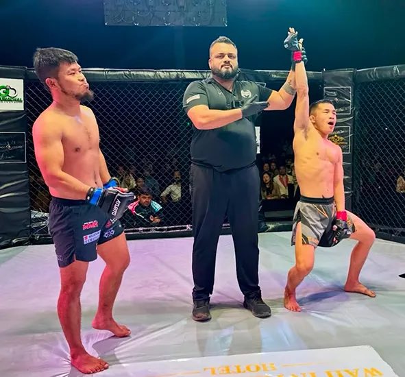 PemaKhanduBJP's tweet photo. Congratulations to Higio Tarak and Hage Omo for the successful organising the Aturto 2.3 Professional Mixed Martial Arts (MMA) event in Itanagar!

A special congratulations to Punyajit Likharu for his well-deserved victory. Your achievements are a source of inspiration for the sporting community.

Looking forward to more such thrilling events in the future!
