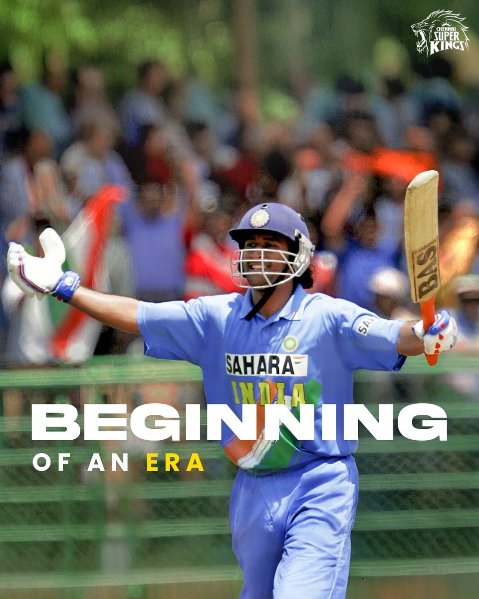 CricCrazyJohns's tweet photo. CSK POSTER FOR MS DHONI 💛

- Thala made his International debut 20 years back for India 🌟 https://t.co/Q92vXrfX0r