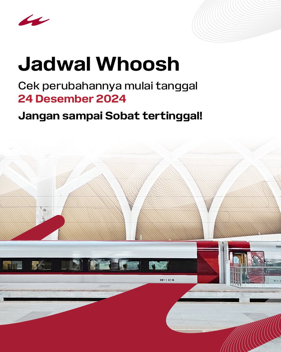 KeretaCepatID's tweet photo. LIKE, SAVE, DAN SHARE! 

Jangan sampai kamu terlambat berangkat ya, Sobat Whoosh. 

#KarenaWaktuBerharga
#Whoosh
#KeretaCepat
#NgeWhooshAja https://t.co/nUECMNPmg8