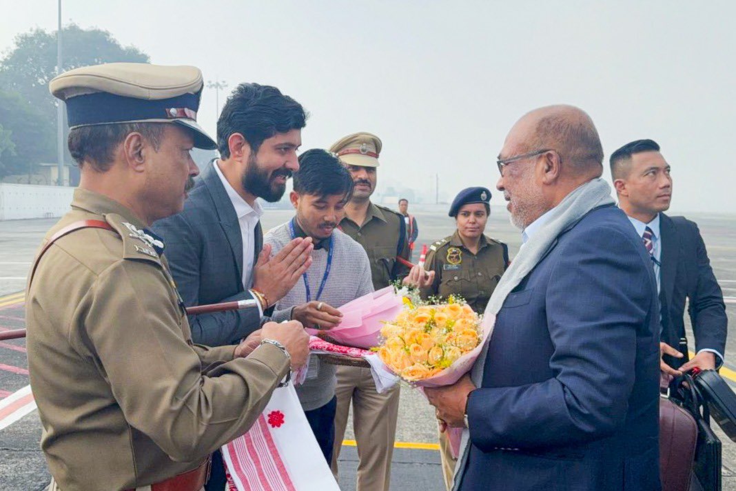 NBirenSingh's tweet photo. Arrived at Jorhat in Assam to attend the passing out ceremony of the IRB recruits at Lachit Barphukan Police Academy today. https://t.co/JglZCGpjEy