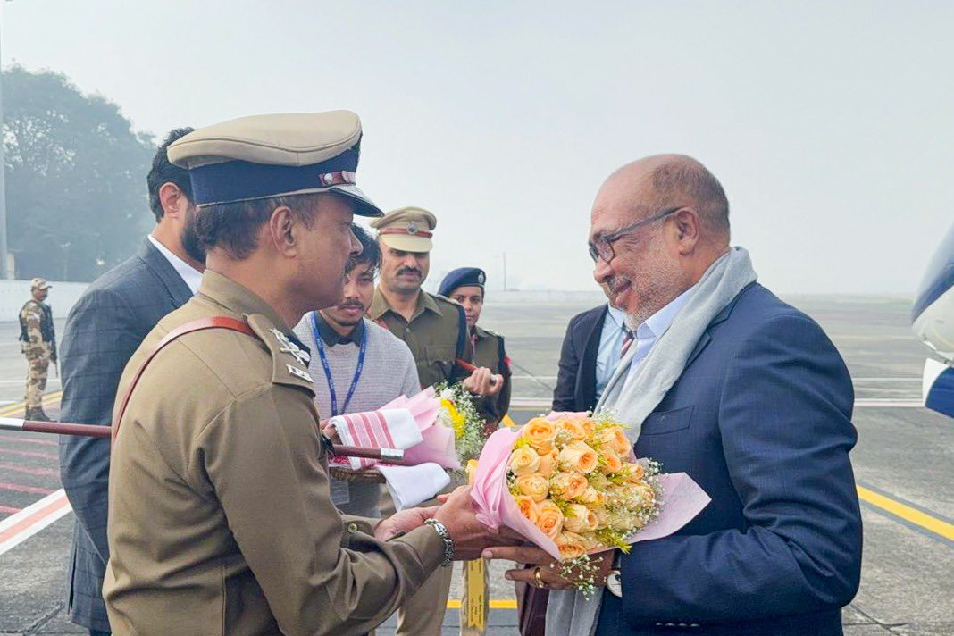 NBirenSingh's tweet photo. Arrived at Jorhat in Assam to attend the passing out ceremony of the IRB recruits at Lachit Barphukan Police Academy today. https://t.co/JglZCGpjEy