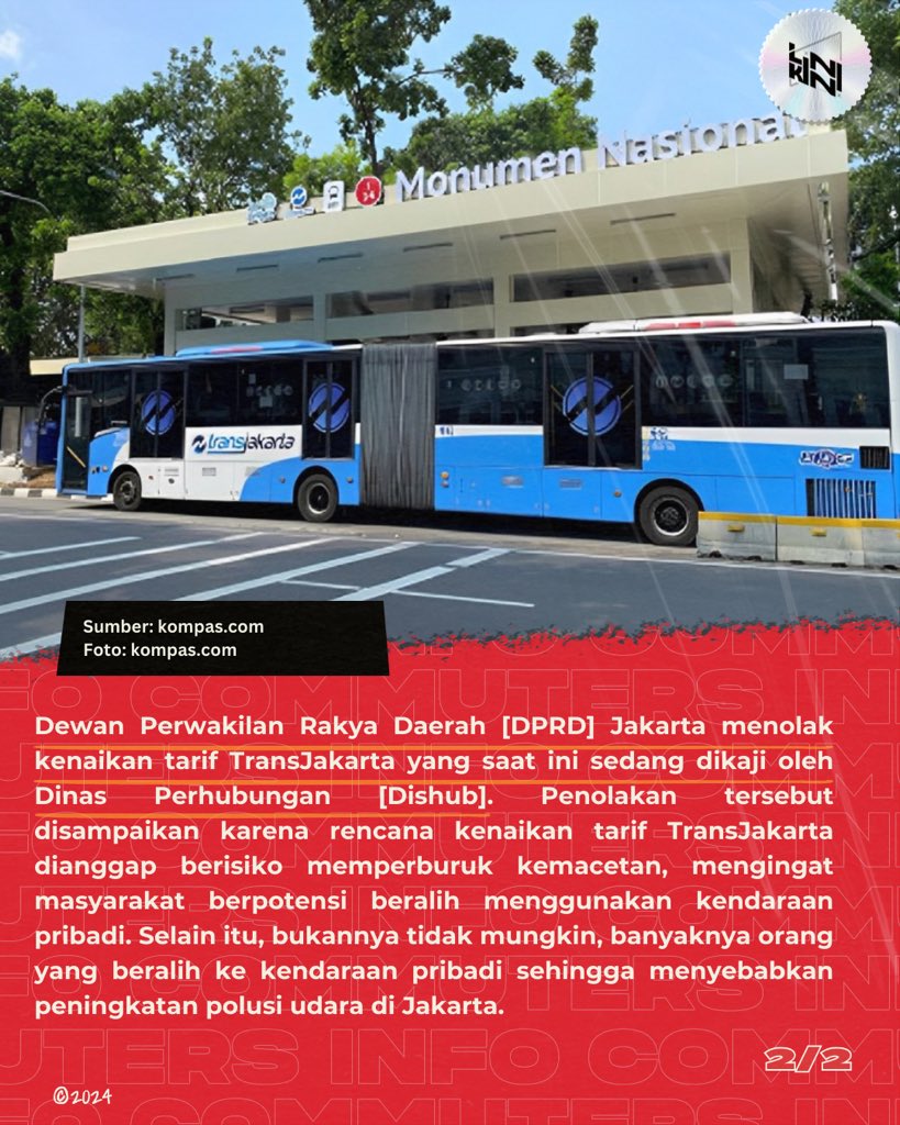 DPRD Jakarta tolak kenaikan tarif TransJakarta nih, Commuters📰

Wakil Ketua DPRD Jakarta Wibi Andrino mengingatkan, penolakan ini juga didasarkan pada beberapa pertimbangan, terutama dengan situasi ekonomi yang masih sulit, Commuters.🙌

Source: <a href="/kompascom/">Kompas.com</a>