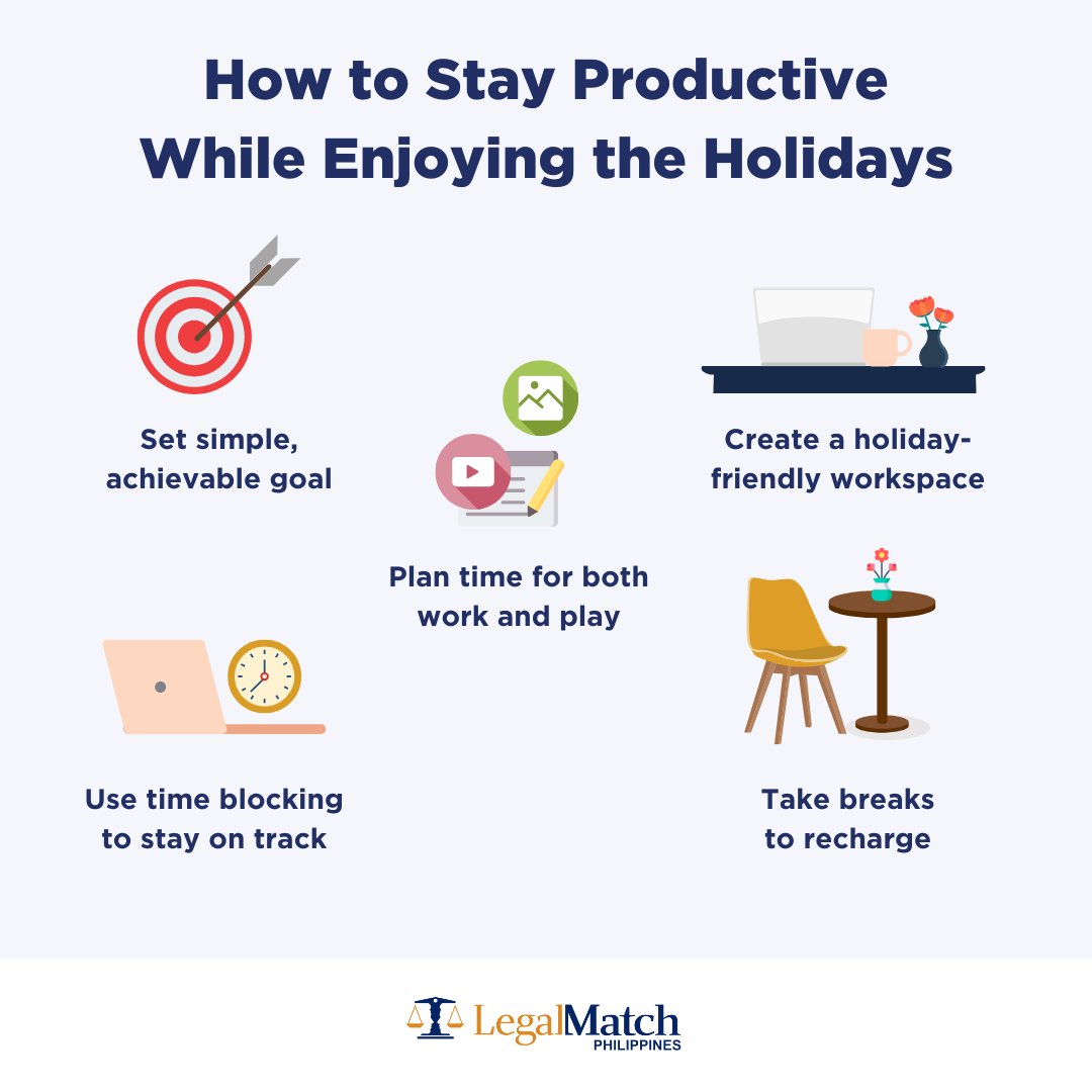 LegalMatchPH's tweet photo. Juggling work and holiday plans? 🎅 Don’t stress! Check out these tips to stay productive this season while enjoying the festivities. Read the full blog here: https://t.co/BYUIXpBagR https://t.co/PWtf2PHuve