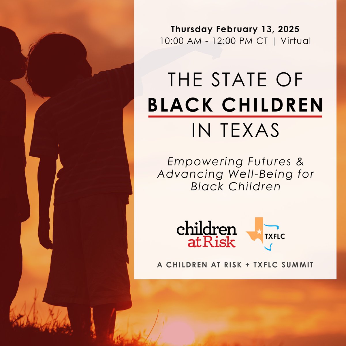 childrenatrisk's tweet image. Save the Date! 

Join us for the 2025 State of Black Children Summit on Thurs, Feb 13 @ 10 AM CT. Hear from experts &amp;amp; discuss challenges + opportunities for Black children. 🌟

📅 Mark your calendars!
🔗 Register: childrenatrisk.org/event/2025sobc/

#ForChildren