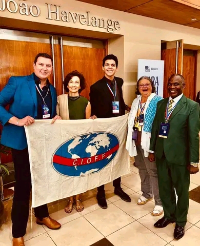 AfricanContine5's tweet photo. The founder of @AfricanContine5  Stephen Rwagweri through global network of culture organizations - CIOFF had a moment with the Director General of UNESCO Ms Aundry Azouley (second right) during 19th session of UNESCO ICH IGC in Asuncion, Paraguay from 1st to 8th December, 2024. https://t.co/71KdNEhxeN