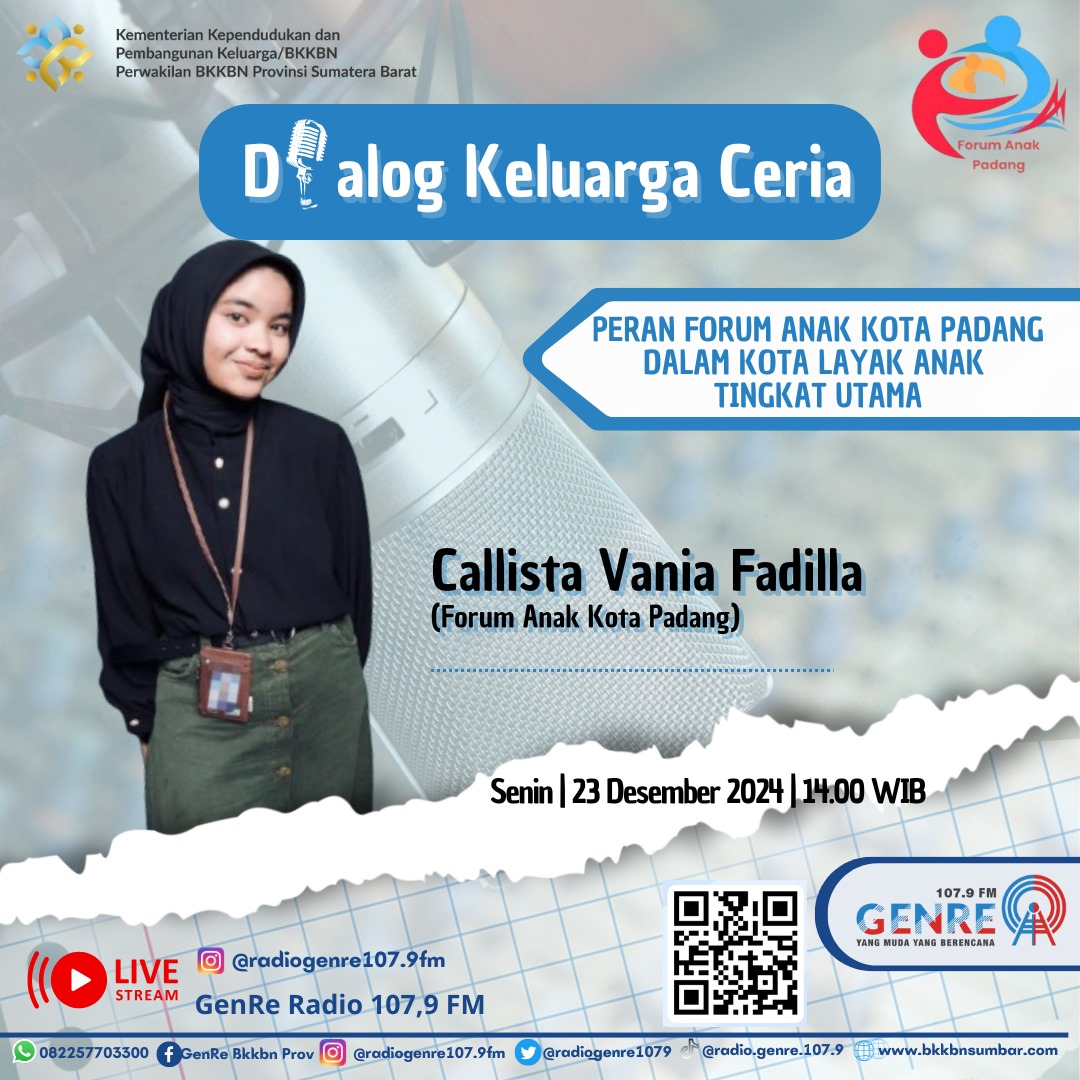 Radio_GenRe1079's tweet photo. Selamat Siang Keluarga GenRe, Spesial Talkshow Interaktif Dalam Program "Dialog Keluarga Ceria" Bersama "Forum Anak Kota Padang".

📱 : 0822-5770-3300
🖥: https://t.co/eOOBYb2MHB

#bkkbnsumbar #radiogenre #yangmudayangberencana #ayodengarradio #1079fmradiogenre #indonesiaemas2045 https://t.co/34jNzU3Qu2