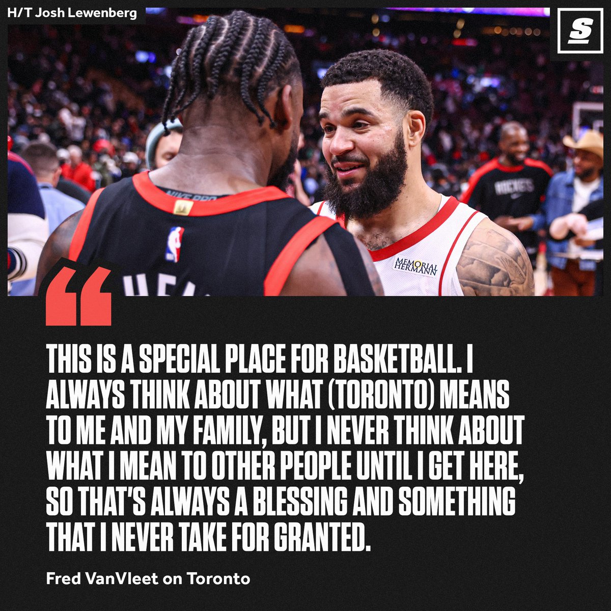 Toronto will always be a special place for Fred VanVleet. ❤️ thesco.re/3Pbwrug