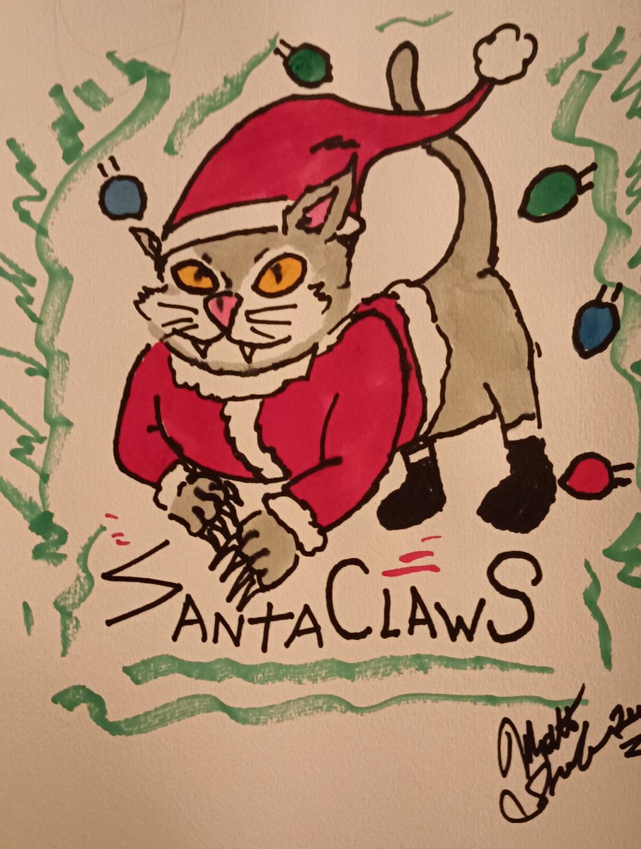 🌲Santa Claws🌲
 just because 🤷‍♂️ 
#christmas #cat #santa #sound #doodle