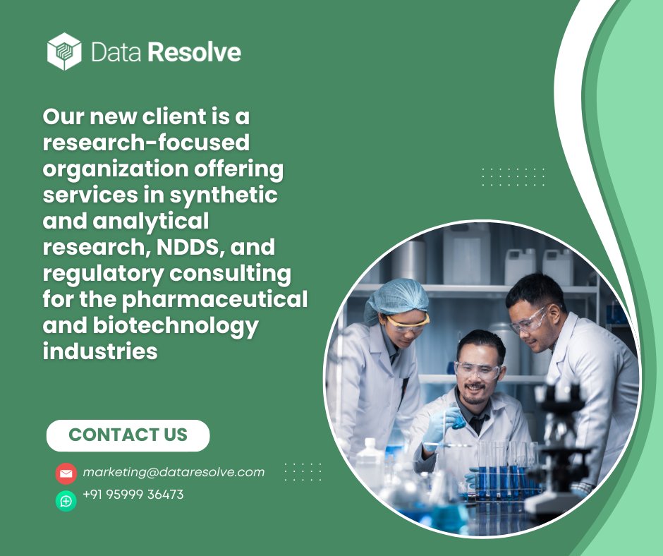 dataresolve's tweet image. Excited to announce our new client, empowering the pharmaceutical and biotechnology sectors with innovative research solutions!