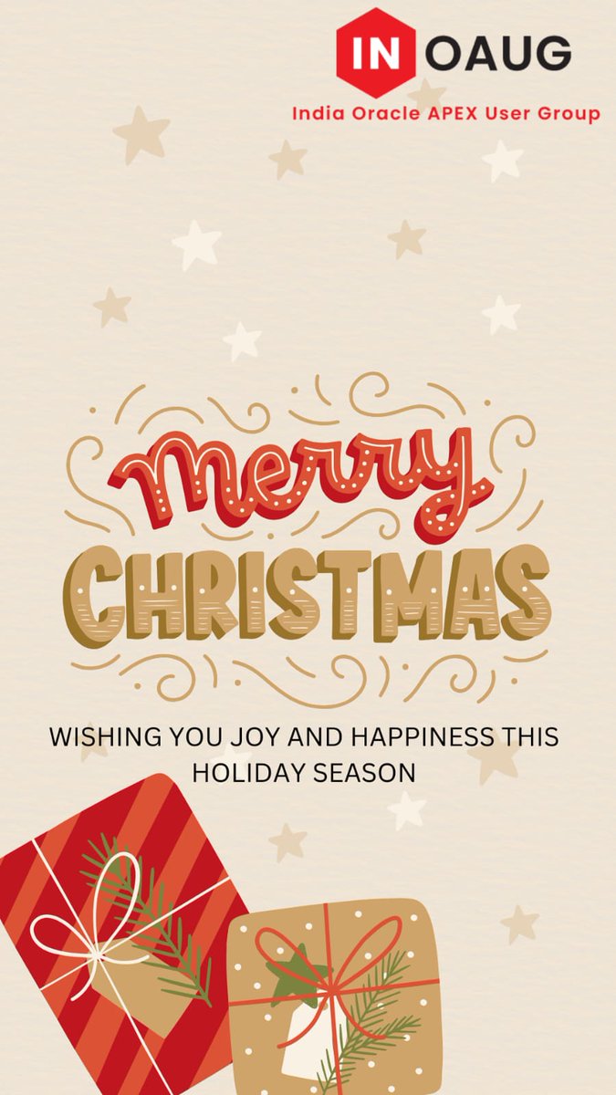 inoaug's tweet photo. π Merry Christmas! π
Wishing you joy, love, and warmth this holiday season. May your days be merry and bright!
#Oracle #LowCode #orclAPEX #AI #GenAl #INOAUG #OracleCloud #OCI #OracleDatabase #Database23ai #OracleDeveloper #orclAPEXIndia #orcIAPEXJAPAC #ASEAN #OracleACE https://t.co/mVN074MhKS
