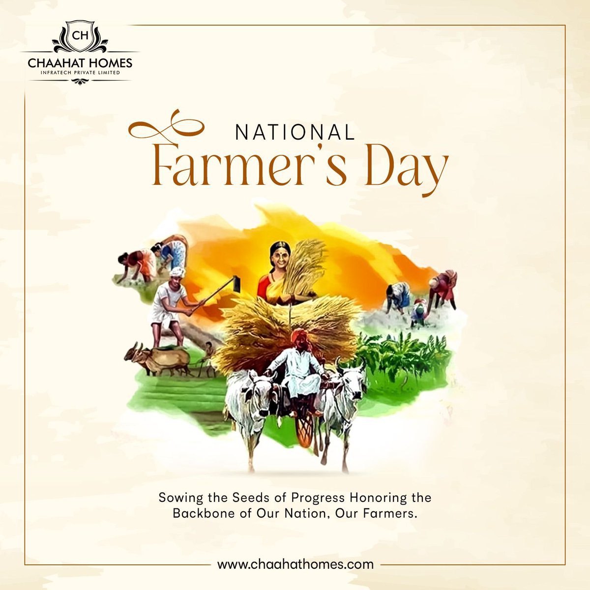 HomesChaahat's tweet image. Celebrating the hands that nurture our land, the spirit that fuels our nation, and the hearts that sow hope. Happy National Farmer’s Day! Let's honor our farmers—the backbone of India's progress.

#NationalFarmersDay #Farmers #BackboneOfIndia #SowingHope #Agriculture #ChahatHomes