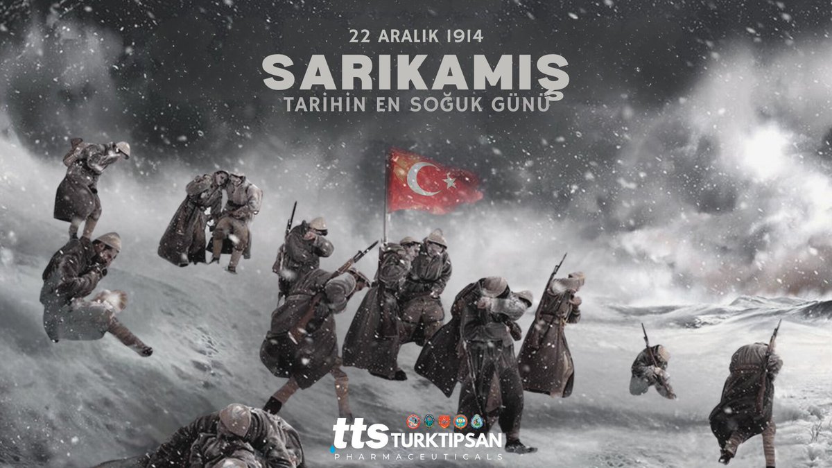 TURKTIPSAN1's tweet photo. Şehadete yürüyüşlerinin 110. yılında #SarıkamışŞehitlerimizi rahmet, minnet ve dua ile anıyoruz.
#22Aralık1914
#SarıkamışHarekatı
#turktipsan
#tts https://t.co/LN2xN4UXMX