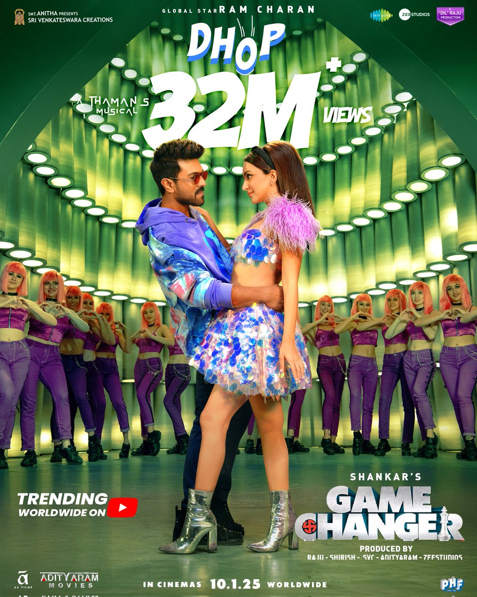 GameChangerOffl's tweet image. #DHOP is trending worldwide 💥 
32M+ VIEWS and soaring, it is now a Global sensation 🙌🏼❤️‍🔥

🔗 bit.ly/3P9xQBA

A @MusicThaman 's Electrifying Beat 🎶

Sung by @RoshiniJkv @TheRajaKumari @AditiShankarofl @SruthiSings #Prudhvi 🎤

Lyrics "SaraswathiPuthra" @ramjowrites