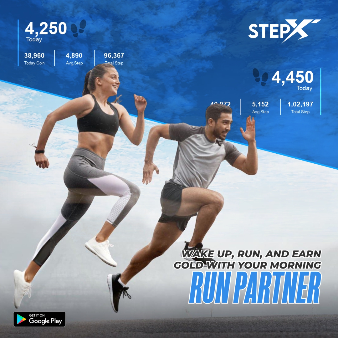 Stepxhealth's tweet image. Transform your mornings into golden opportunities with Stepx, your ultimate fitness partner. Lace up, hit the track, and earn as you move. Whether you're chasing fitness goals or chasing gold, Stepx makes every step count.

#Stepx #RunForGold #FitnessRevolution #MorningMotivation