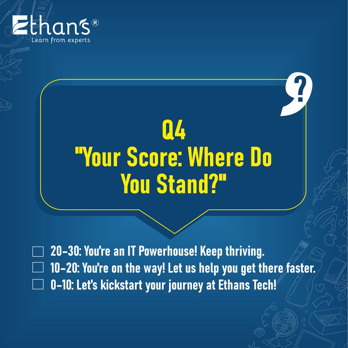 ethanstech_co's tweet image. 💡 Are you ready to lead in IT? Take our quick quiz and see where you stand on the path to becoming an IT Powerhouse!
ethans.co.in
#EthansTech #ITPowerhouse #techskills #CareerGrowth #learnwithethans #interactivepost