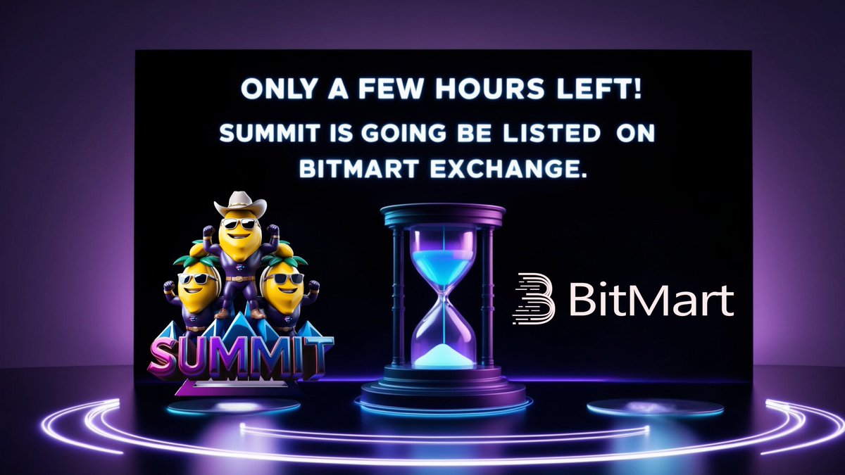 summitofficial2's tweet photo. ⏳ The Countdown is On! ⏳
Only a few hours left until Summit goes live on @BitMartExchange ! 🚀
Get ready to trade Summit tokens and unlock endless opportunities.
🔗 Learn More: https://t.co/xtZIOwxvWs
#SummitOnBitMart #CryptoListing #SummitCrypto https://t.co/y2Jpm3Y7Xc