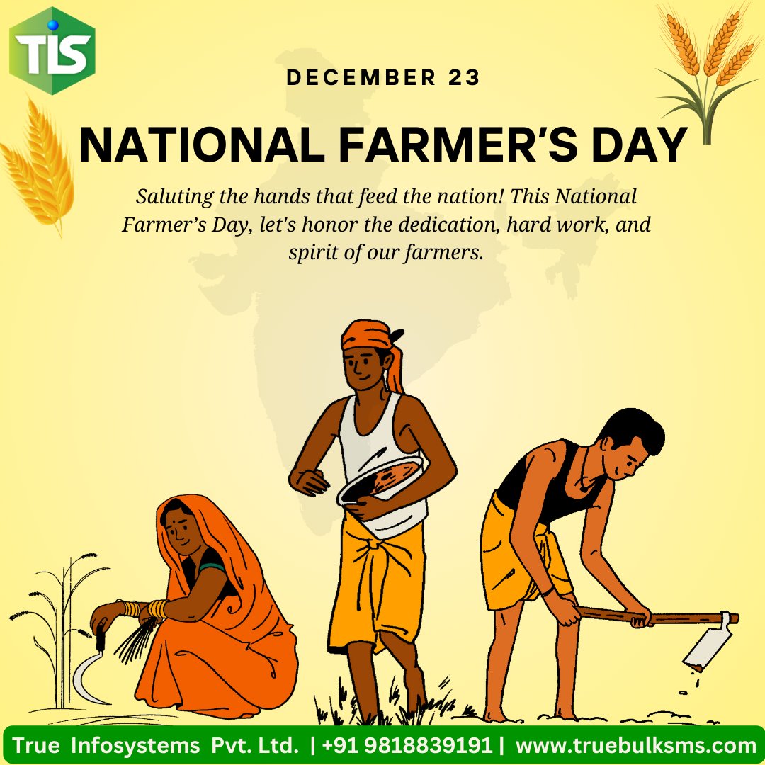 truebulksms's tweet image. Honoring the backbone of our nation, our farmers, on Kisan Diwas. Their dedication feeds the country and nurtures dreams. 🌾🙏
#IndianKisanDiwas #FarmersOfIndia #BackboneOfIndia #truebulksms #connectwithus

Visit our website : truebulksms.com
Contact us :+91-9818839191