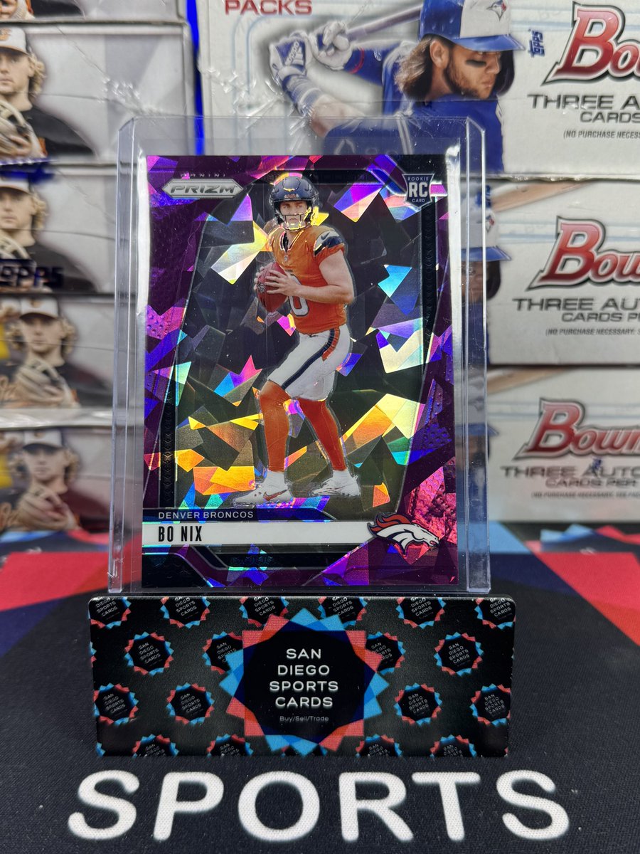 SDSC1breaks's tweet photo. Bo Nix Purple Ice Prizm /225 we pulled in our 2024 Prizm Football PYT break on IG live! https://t.co/aLyS3AD122
