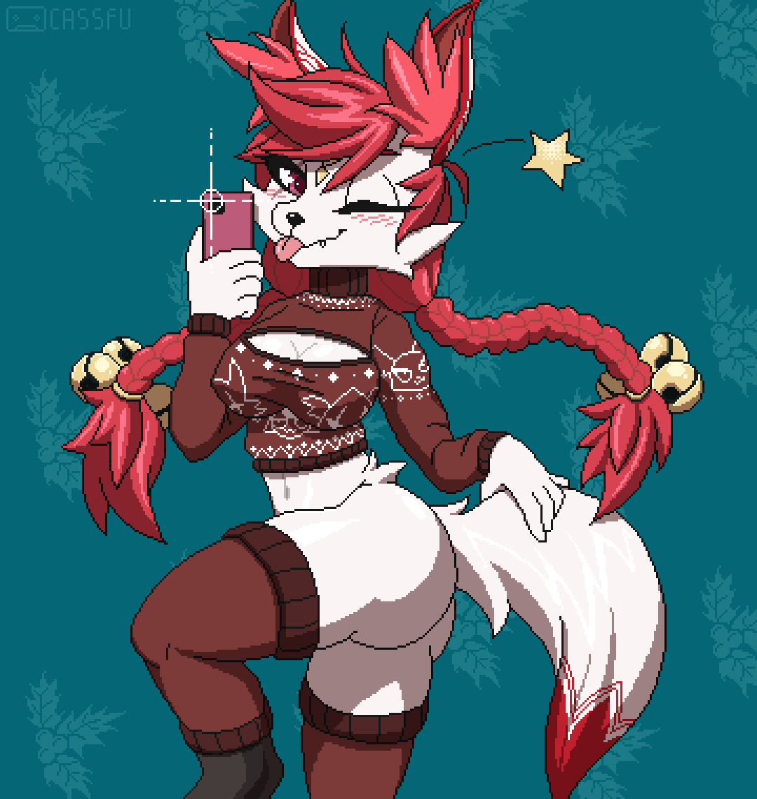 CassetteFu's tweet photo. Happy Holidays! (BIGGER version) #FortniteArt #KimikoFiveTails https://t.co/zvhUsEjBw8