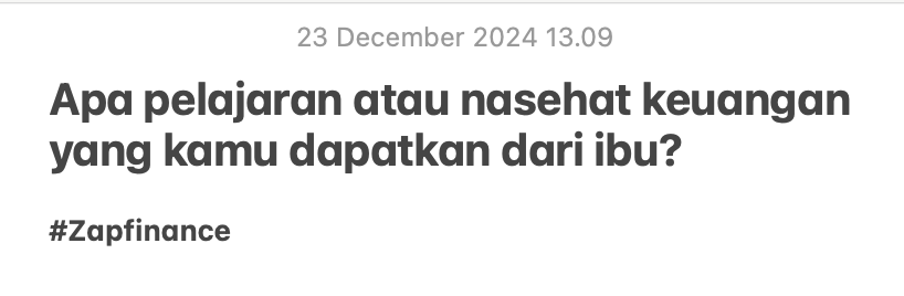 zapfinance's tweet photo. Kalo mimin inget banget kata almh ibu kalau punya uang berapapun jangan lupa berbagi. Ada rejeki lebih bantu orang yang terdekat. Jadi kangen ibu deh :') https://t.co/Q8J0cdzh8S
