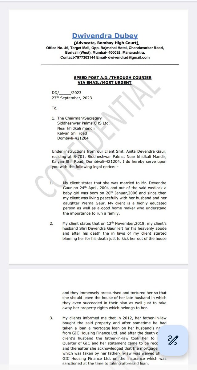amitstar27's tweet photo. And one of the member of the home has given a Lawyers notice against issuing NOC to society dated 27/9/23 . 
How did this never went in your notice? 
@RBI
@FinMinIndia
Kindly enquire this matter throughly as it seems a scam. Because things are more than seen on surface https://t.co/fi2pIPIorq
