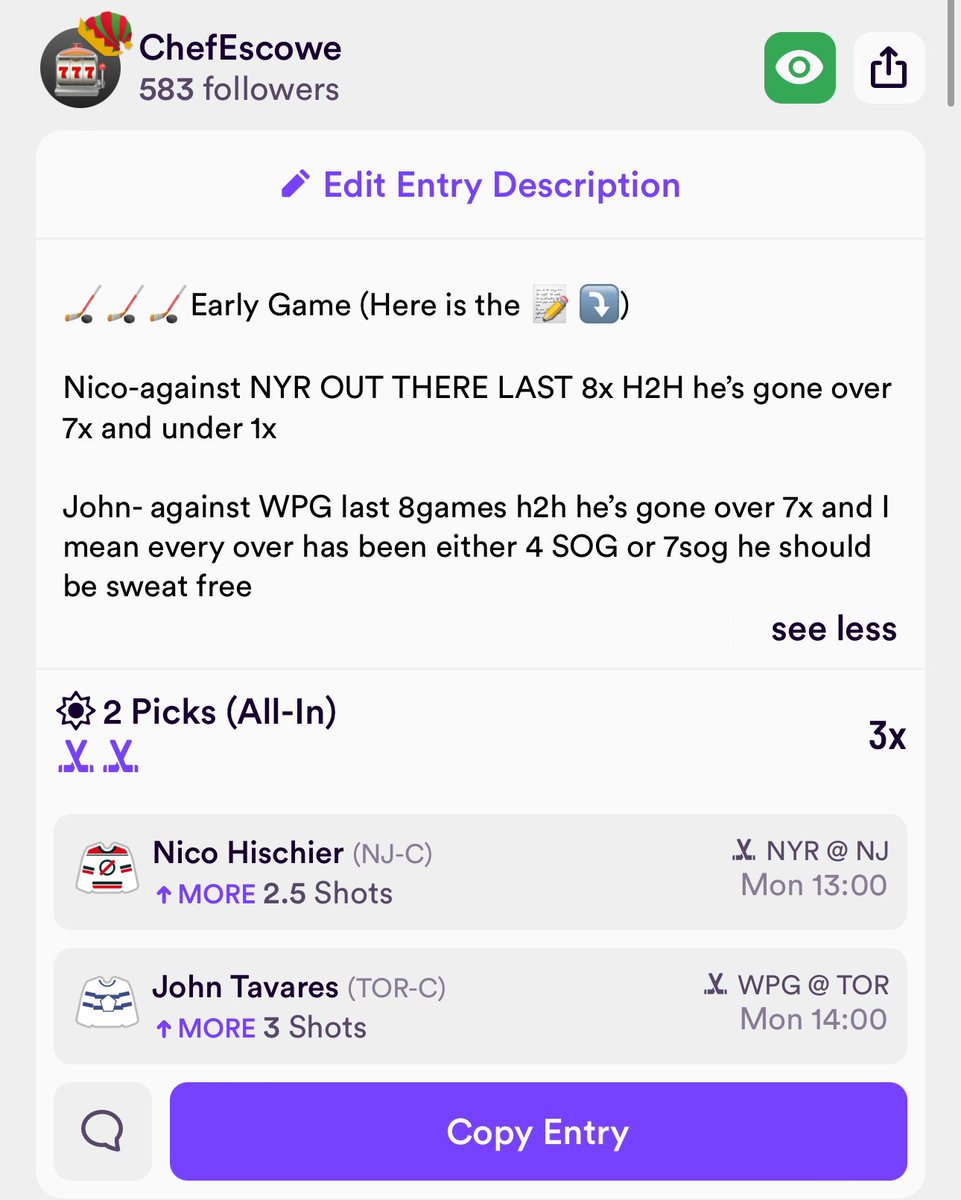 We bacc baby 🏒🏒🏒🏒

🧪👨‍🍳
#chefspicks #NHL #SportsBettingX #GamblingX