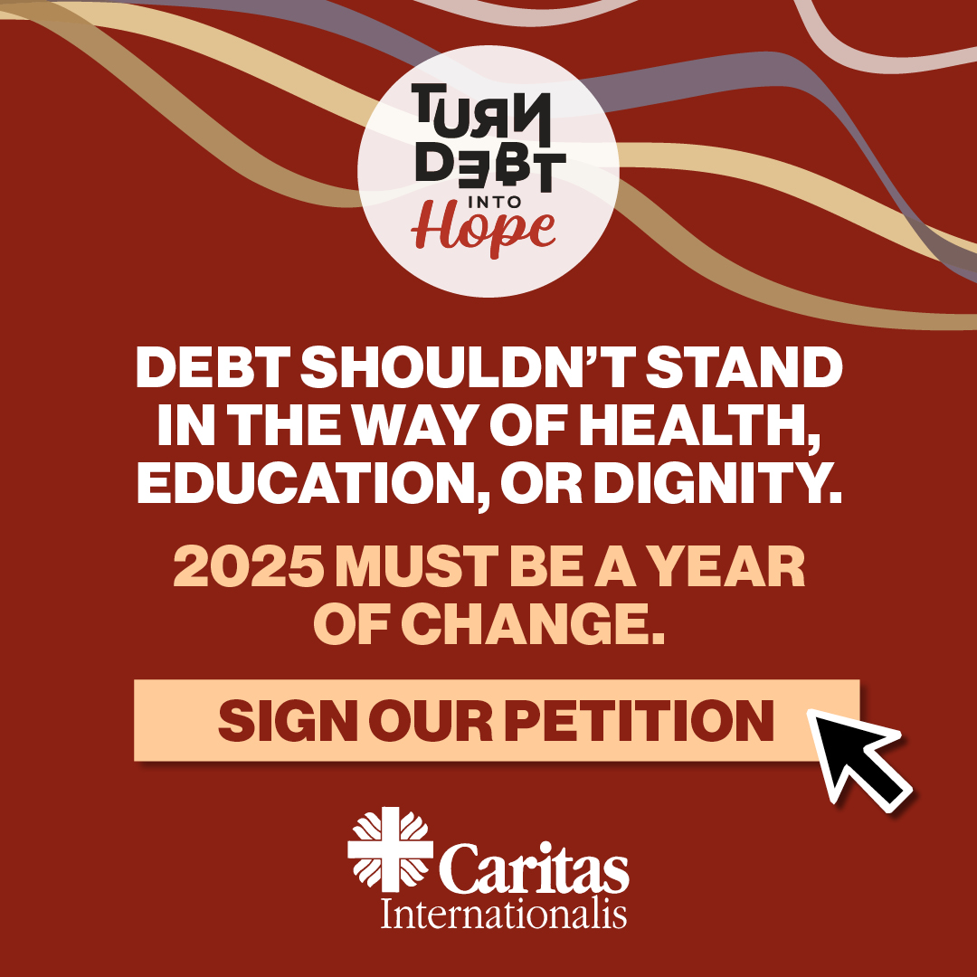 Today we launch the Caritas Jubilee 2025 campaign! Over 3.3 billion people suffer as public debt takes priority over health, education and dignity. Sign our petition bit.ly/3VRALmu follow @iamcaritas, and use #TurnDebtIntoHope to demand justice and put people first.