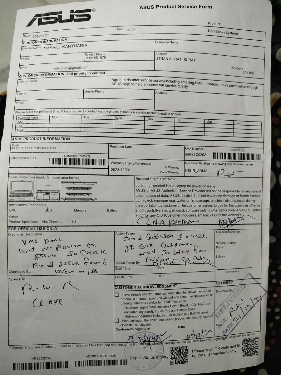 Nirav_Kantharia's tweet photo. The laptop uses it for 1.5 years and now it stops working.i went to the asus service center and they gave me a bill of 27000 almost half of the laptop price..I had purchased this on emi but now I'm not able to spend this amount..don't buy this worst product @ASUSIndia @ASUS https://t.co/lpsGhgxCpS