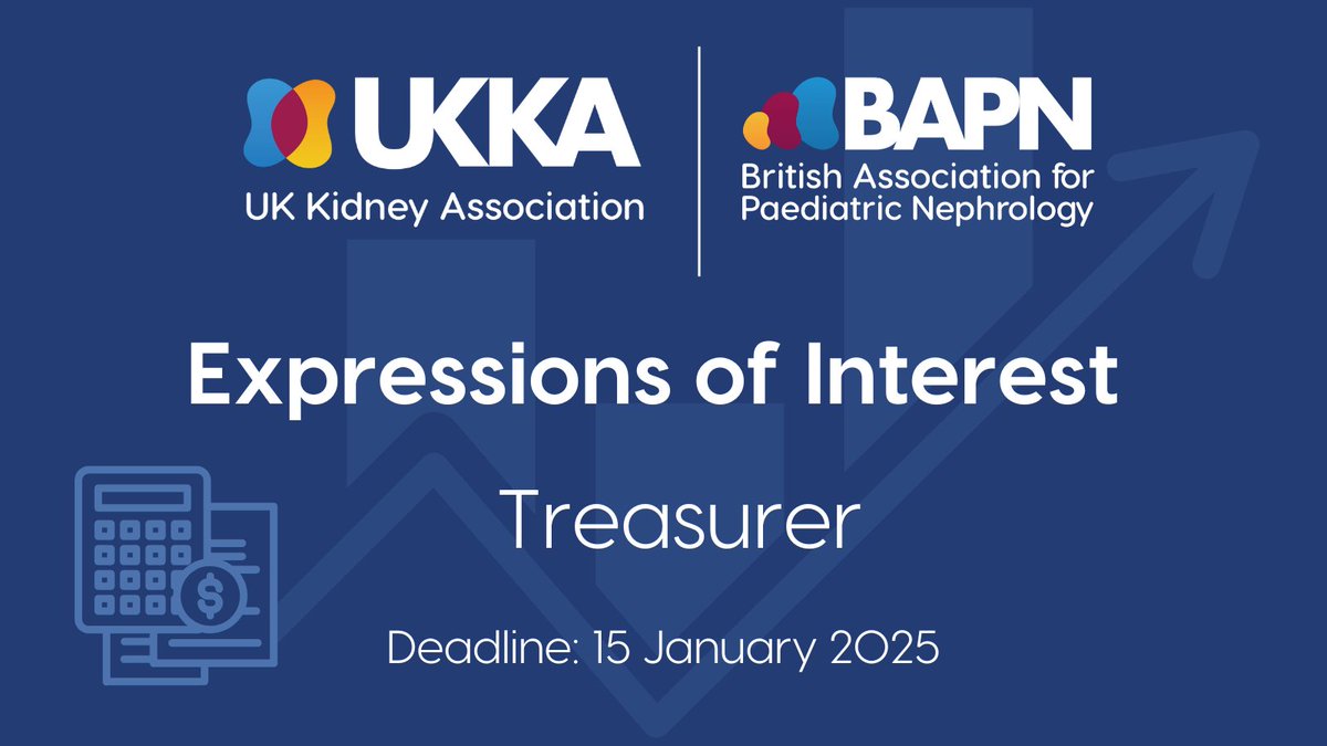 BAPN (@bapnnephrology) on Twitter photo 📣 BAPN positions for 2025 📣
Calling for expressions of interest for the role of Treasurer! Email nabil.melhem@gstt.nhs.uk by 15 January to register your interest in this role.
More roles coming soon, for your chance to shape the future of BAPN.
ukkidney.org/bapn/about-bapn 📣 BAPN positions for 2025 📣
Calling for expressions of interest for the role of Treasurer! Email nabil.melhem@gstt.nhs.uk by 15 January to register your interest in this role.
More roles coming soon, for your chance to shape the future of BAPN.
ukkidney.org/bapn/about-bapn