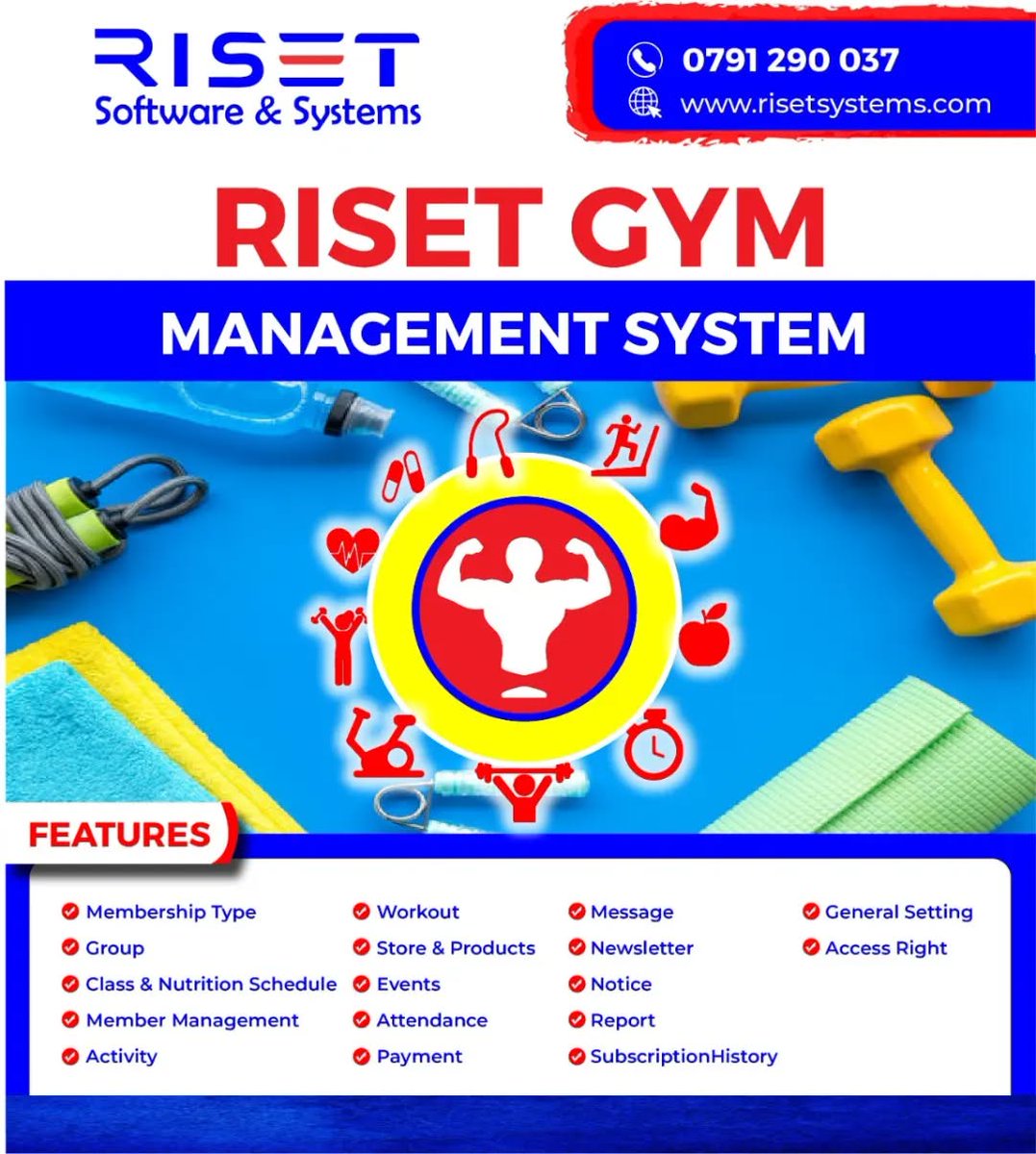 RisetSystems's tweet image. Effortlessly manage your Gym with our all-in-one Gym Management System!! Streamline bookings,membership,and progress tracking in one place.#SystemSoftware #GymManagement #Fitnesstech #EfficientFitness #GymManagementSystem #TechforGyms #FitBusinessinKenya #SmartGym #Technology
