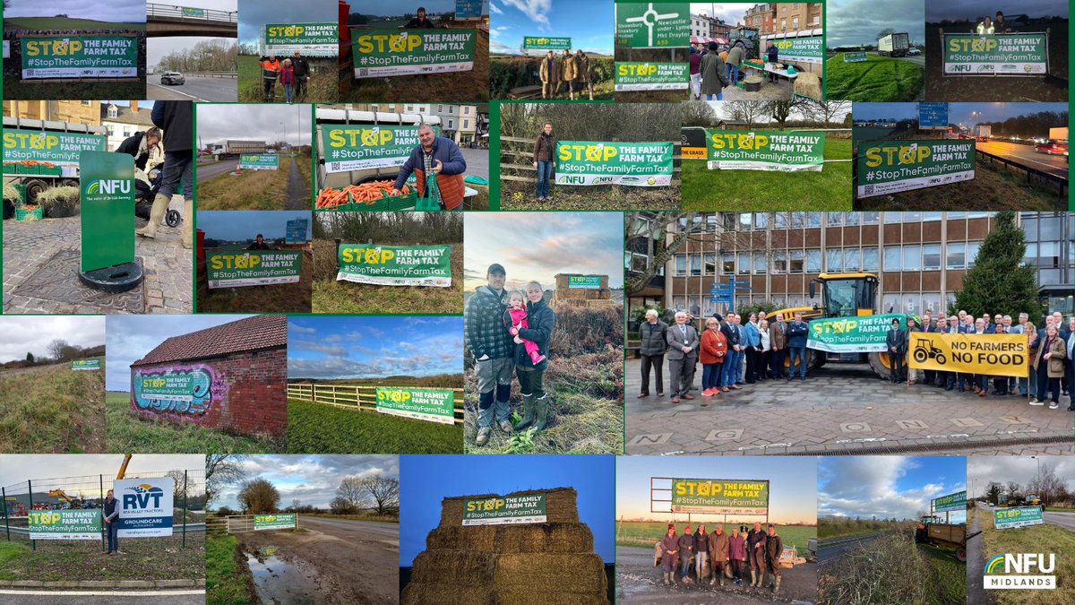 ❌ | #stopthefamilyfarmtax

Our members are keeping the campaign in the spotlight by displaying our eye-catching banners next to roads and rail lines across the Midlands

Have we missed yours? Tag us in the comments 👇