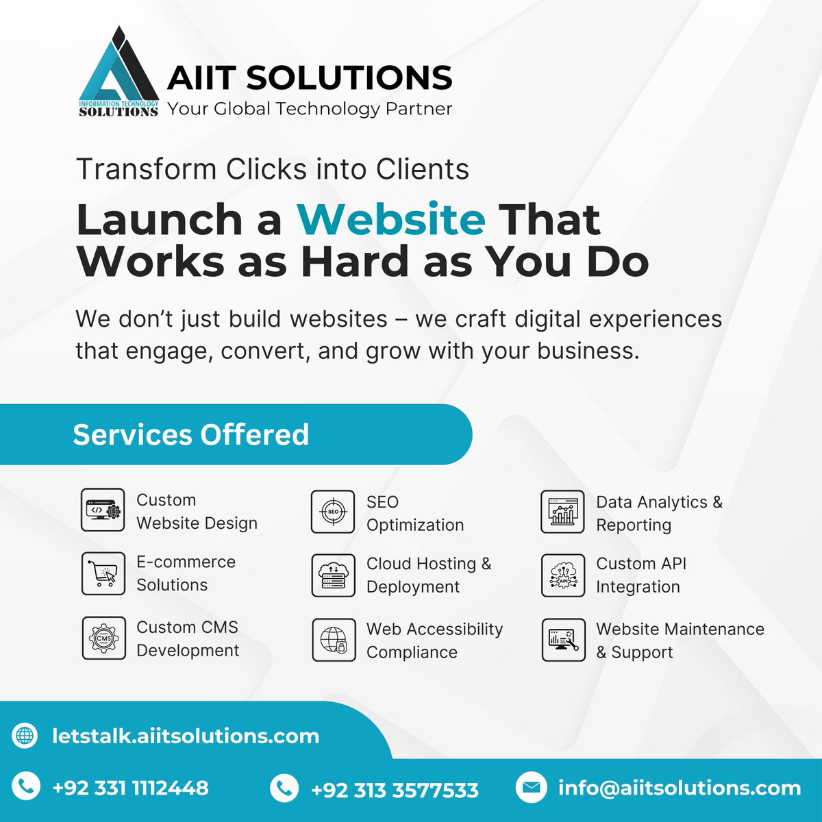 AIIT_Solutions's tweet photo. We specialize in responsive websites &amp; custom iOS/Android apps tailored to your business needs. Let’s bring your ideas to life!

📧 info@aiitsolutions.com
📞 0331 1112448
🌐 https://t.co/bft5ZCOC7w

#WebDevelopment #AppDevelopment #TechSolutions https://t.co/NnVGVOpSHr