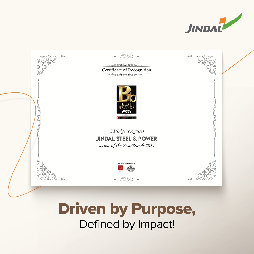 JindalSteel_In's tweet photo. We’re honoured to be recognised as one of the Best Brands for 2024 by ET NOW! 

This accolade celebrates our market impact, growth, and dedication to creating meaningful change through innovation and integrity.

By transforming challenges into opportunities and staying true to our core values, we continue to push boundaries and reach new heights with the #SteelOfIndia.