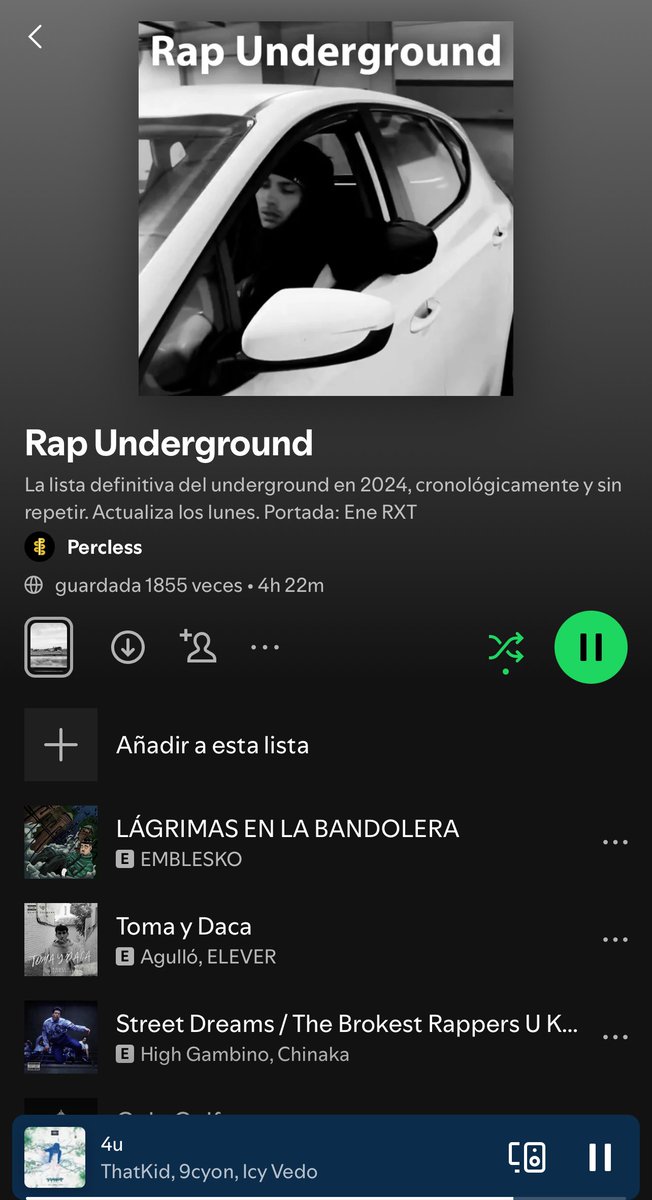 ¿Quieres entrar en las dos listas de escucha más completas del hip-hop en España? Atiende que esto te interesa ‼️

Todos los lunes, como hoy, entran y salen decenas de temas nuevos en orden cronológico en ambas, y los patrones de curación se basan en tres pilares. Sigue leyendo…