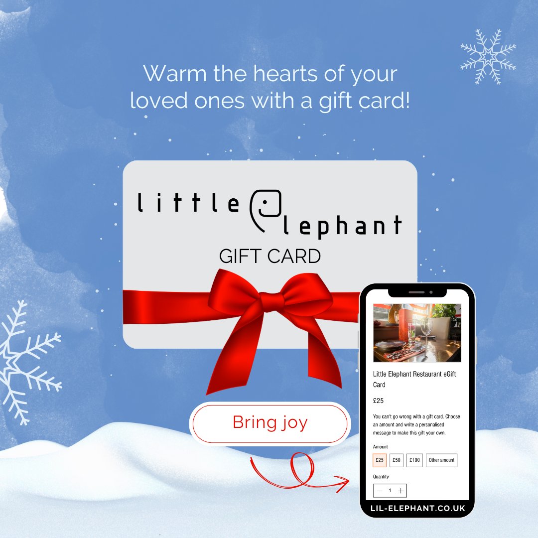 🎁✨ Looking for the perfect gift this holiday season? Treat your loved ones to a Little Elephant gift card! Choose the amount, add a personalized message, and bring joy to their festive celebrations 

Order now at lil-elephant.co.uk 🎄