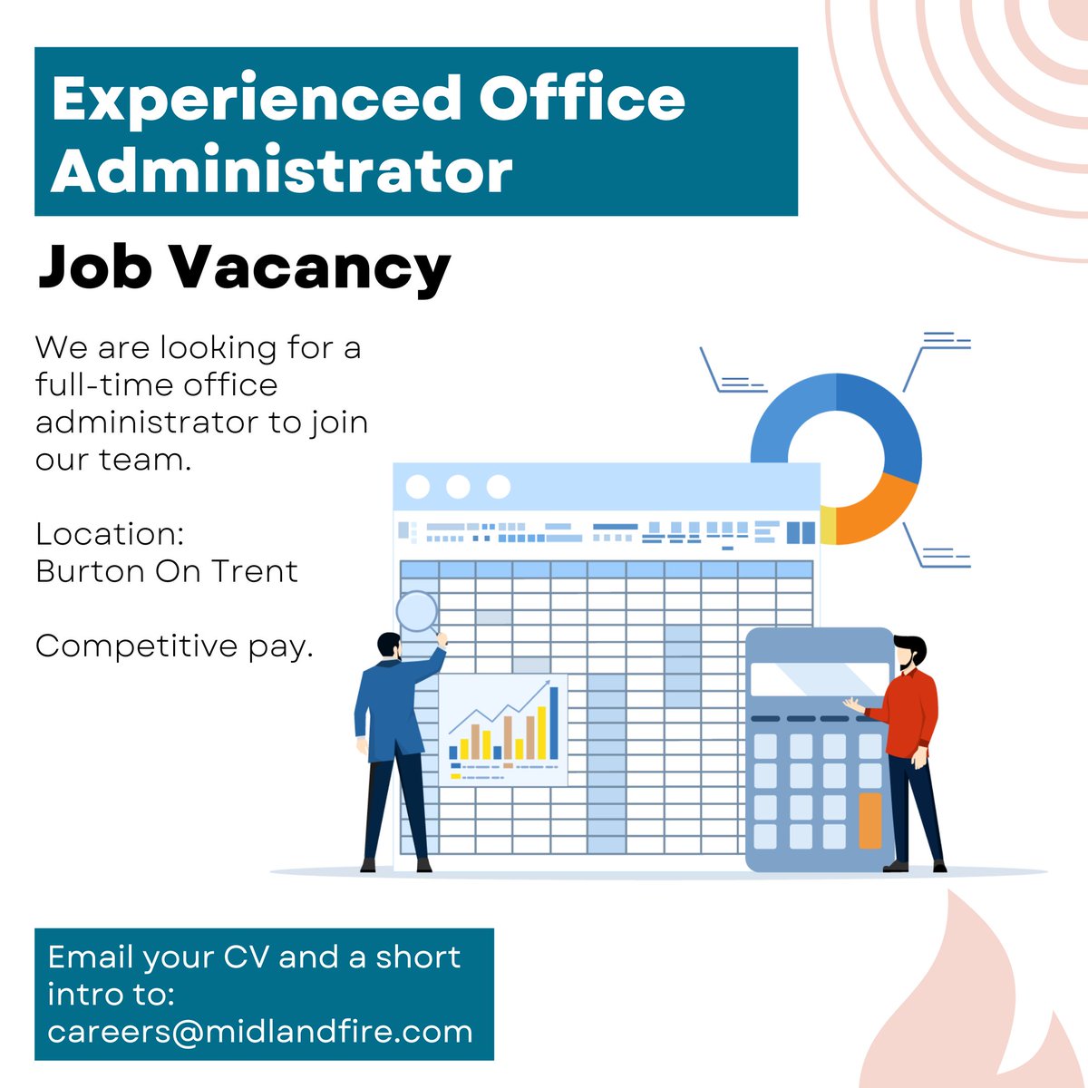firedetection's tweet image. 📈 NEW JOB VACANCY📊
Experienced Office Administrator.
Full time position working from our offices in Burton On Trent. Please see full details by following the link below:
midlandfiresecurity.co.uk/job-vacancies/…
#firealarms
#JobOpportunity #jobopportunities #jobvacancy #administrator