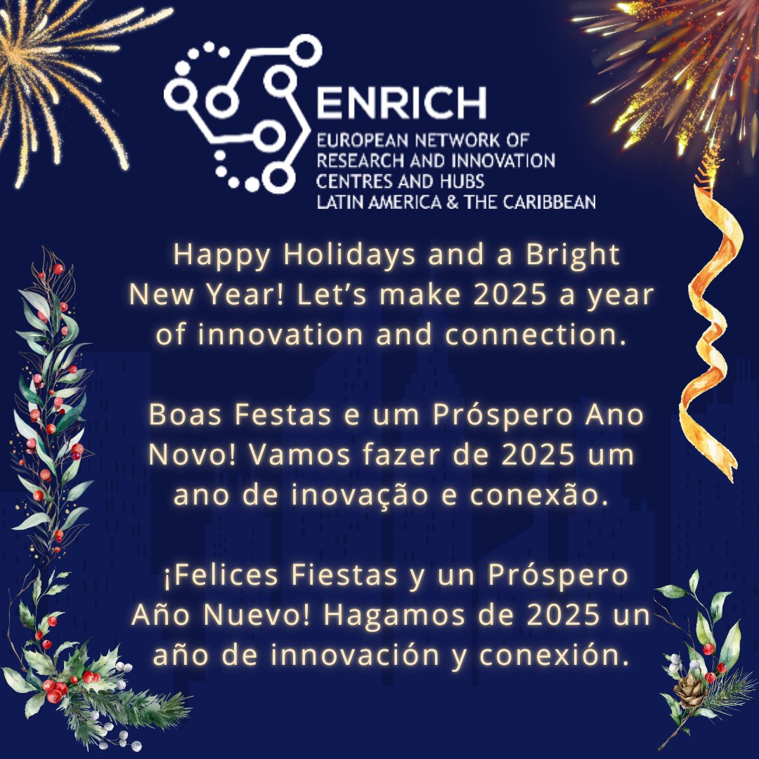 #HAPPYHOLIDAYS  and a #BrightNewYear! 🎉

As we celebrate this festive season, we reflect on the inspiring journeys of #Innovation  and #Collaboration  that defined 2024. Together, let’s make 2025 a year of even greater #connections and #opportunities!

#GlobalConnections #EULAC